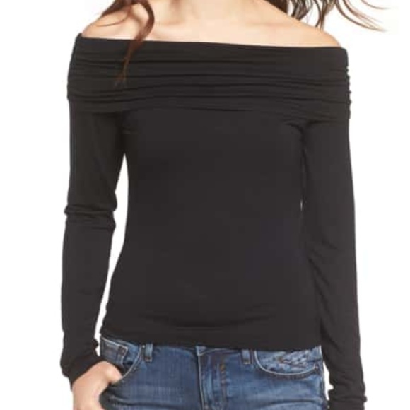 bp Tops - BP. Off the Shoulder Top Black Long Sleeve Shirt